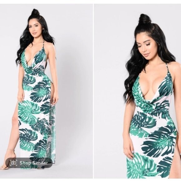 Fashion Nova Dresses & Skirts - Fashion Nova Pink/Green Cowl Neck Venezia Dress